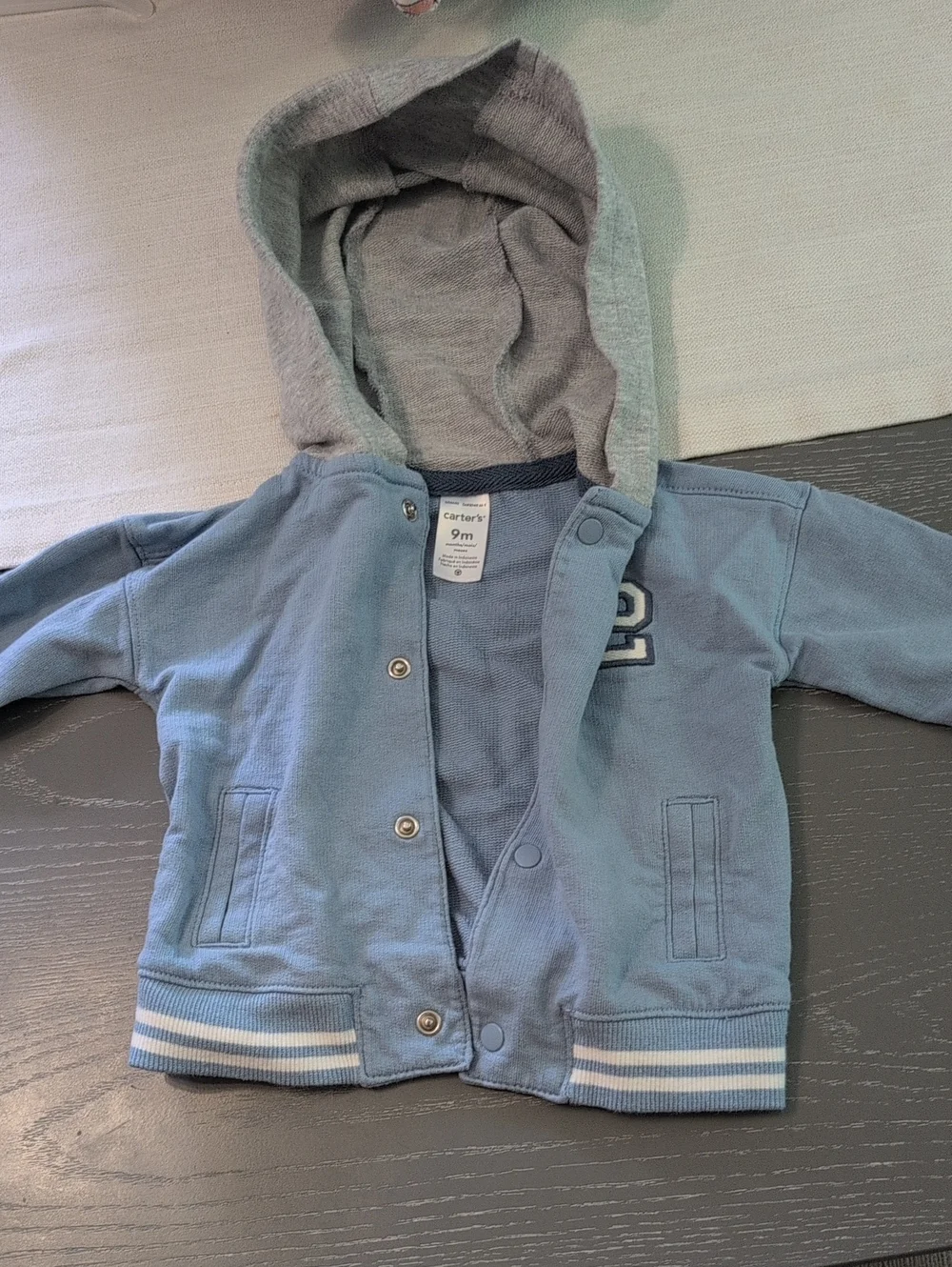 Carter's Light Blue Hooded Sweatshirt with Gray Lining